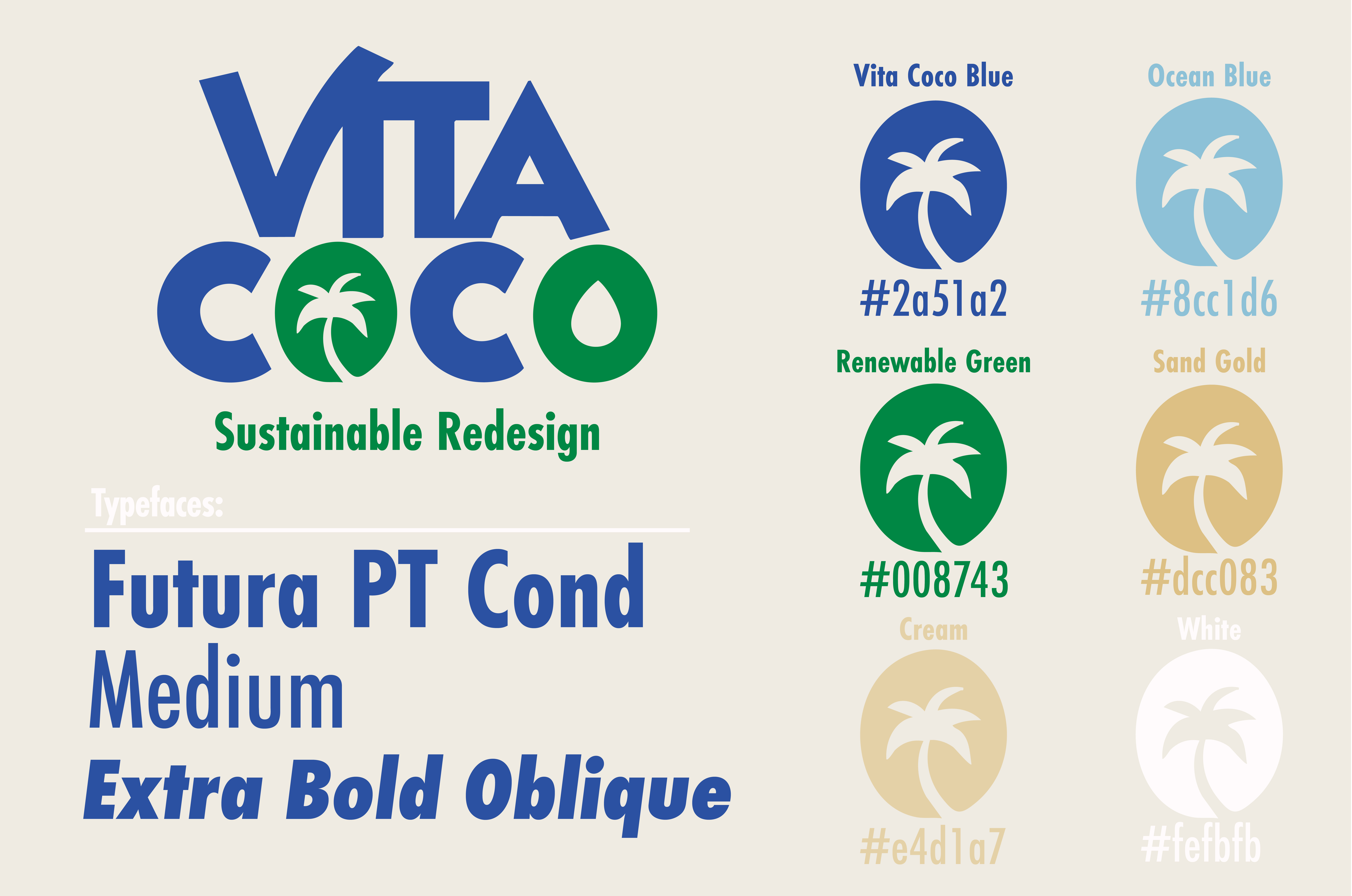 Vita Coco brand board — typography and color palette